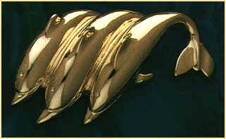 14K gold dolphin omega slider