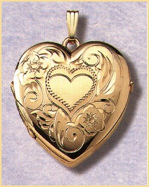 14K gold family heart locket